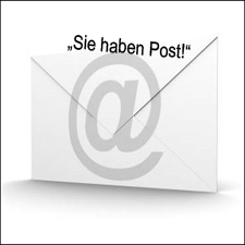 Bild: Weißer Brief mit AT-Zeichen und dem Schriftzug: "Sie haben Post!"