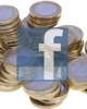 Bild: Das kleine F des Facebook-Logos mit blauem, transparentem Hintergrund liegt auf sechs unordentlich gestapelte Ein-Euro-Münzen. Grafik: Frank Hoffmann Bild: Das kleine F des Facebook-Logos mit blauem, transparentem Hintergrund liegt auf sechs unordentlich gestapelte Ein-Euro-Münzen. Grafik: Frank Hoffmann